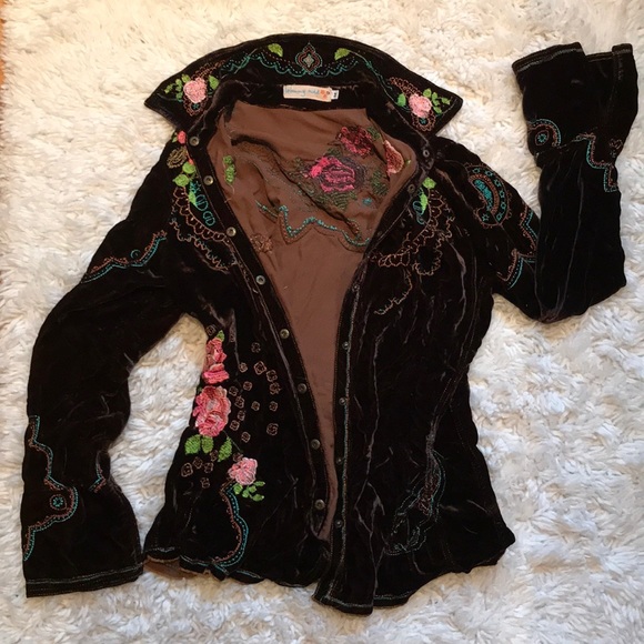 Johnny Was Tops - 🌸GORGEOUS boho velvet button down RARE🔮